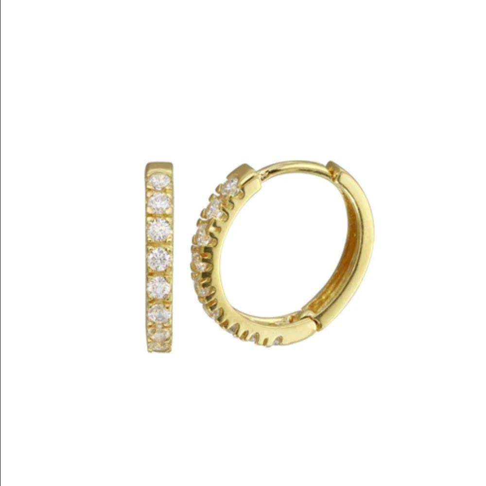 Pristine gold huggie hoops with CZ