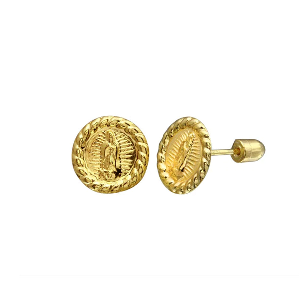 Yellow Gold Lady Guadalupe Stud Earrings