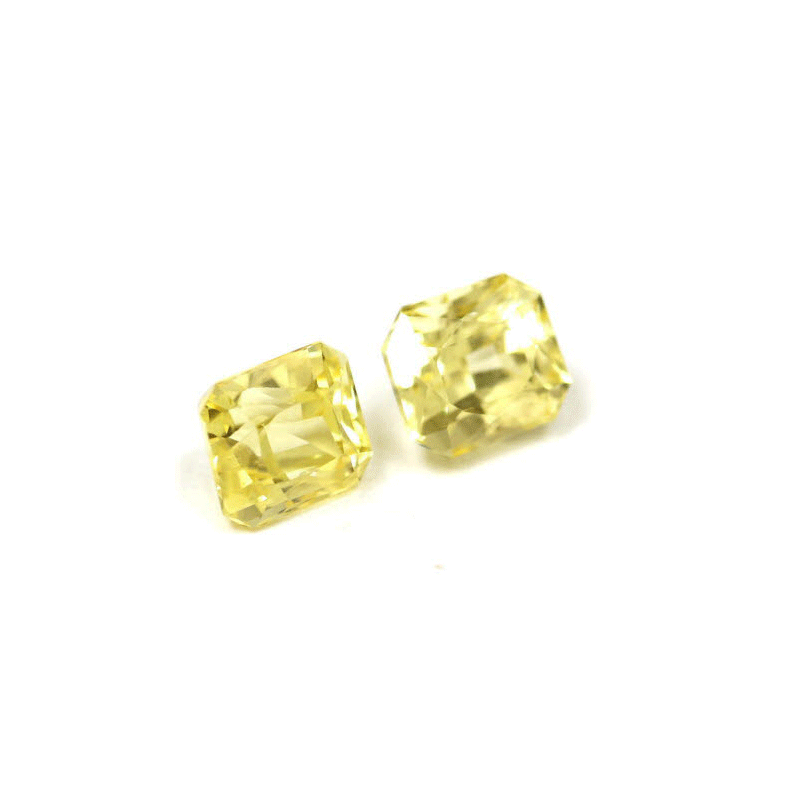 Emerald Cut Yellow Sapphire Matched Pair Untreated 2.12cttw.