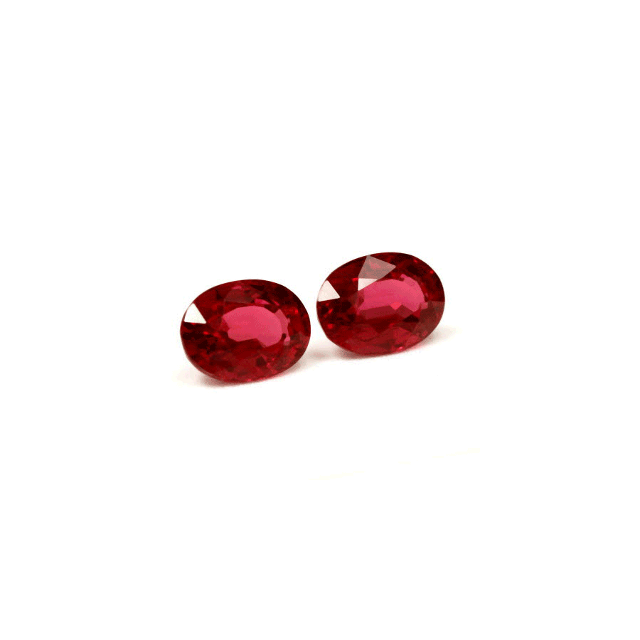 Ruby Oval Matched Pair GIA Certified Untreated  2.10 cttw.
