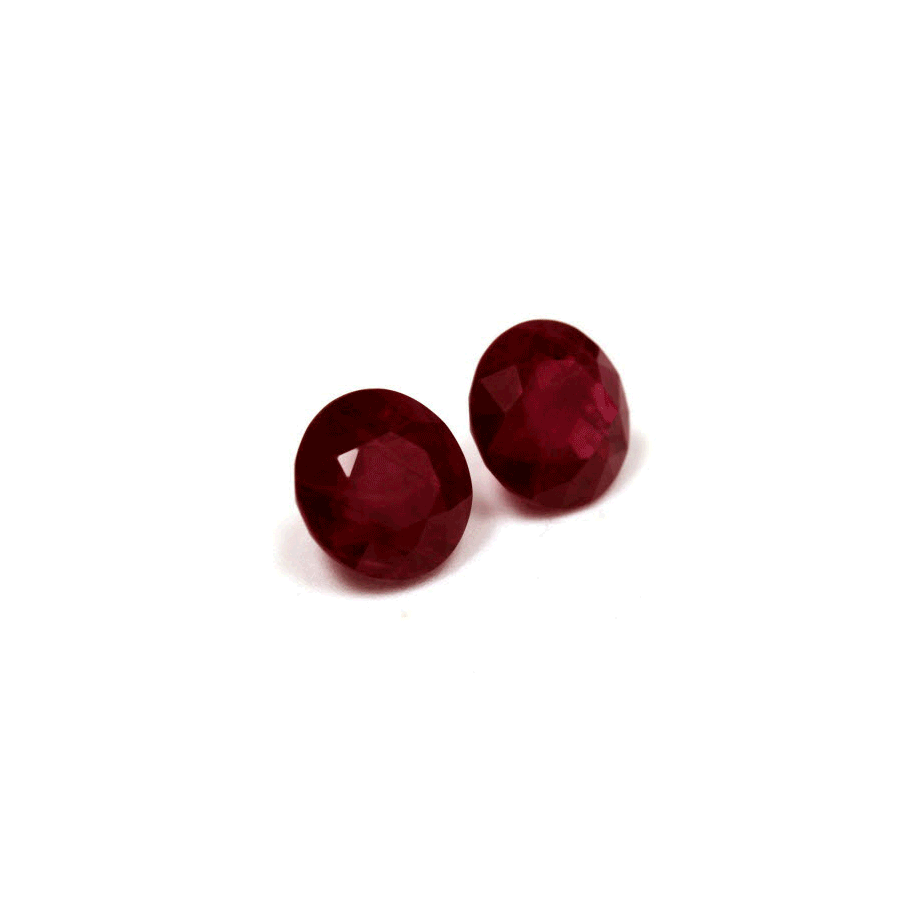 Ruby Round Matched Pair GIA Certified  5.17 cttw.