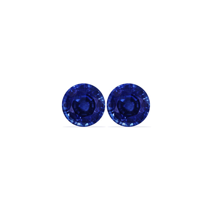 BLUE SAPPHIRE AGL Certified Untreated 4.52 cttw. Round Matched Pair