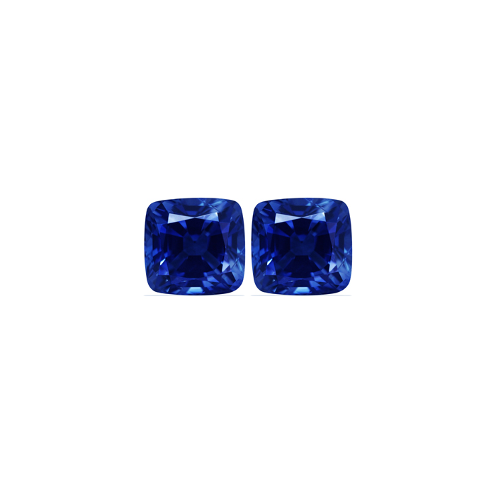 BLUE SAPPHIRE AGL Certified Untreated 7.07 cttw. Cushion Matched Pair