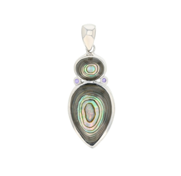 Abalone Oval & Teardrop with Amethyst  Pendant