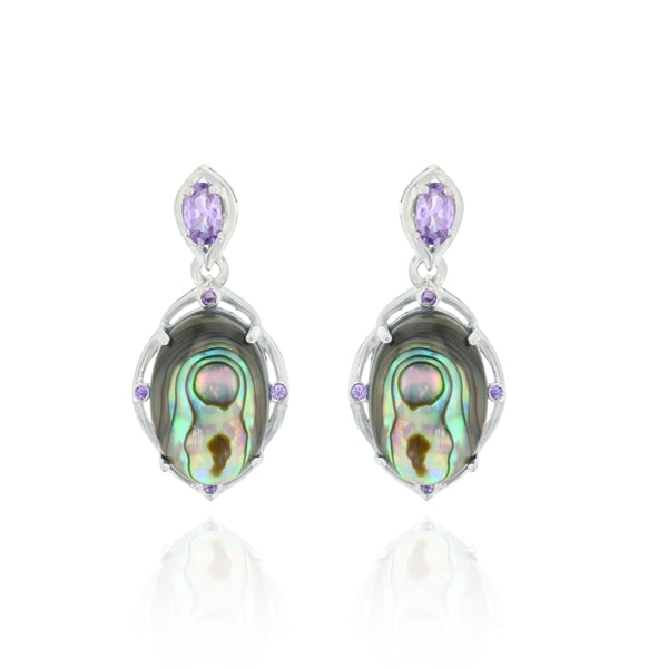 Abalone Oval with Amethyst Earring