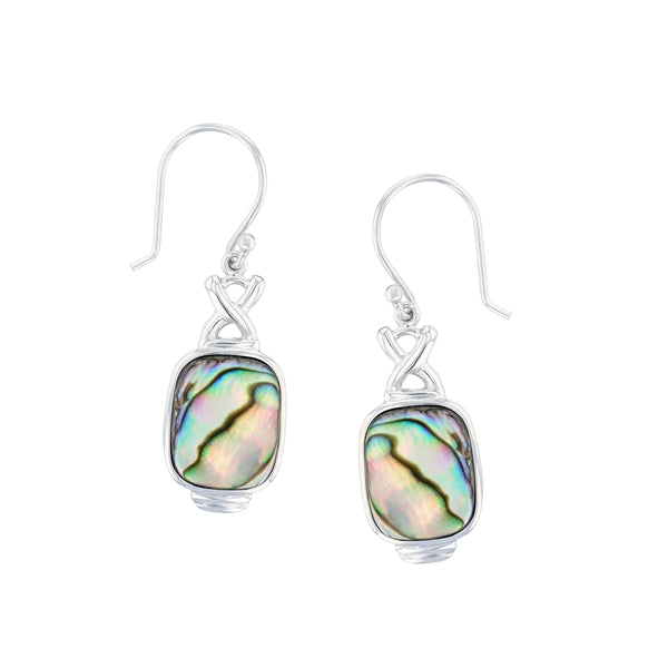 Abalone Rectangle with X-Shape Earring