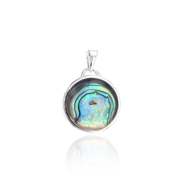 Abalone Round Shape with Pattern Frame Pendant