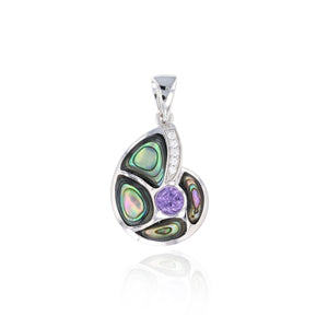 Abalone Seashell with Center Round Amethyst Pendant