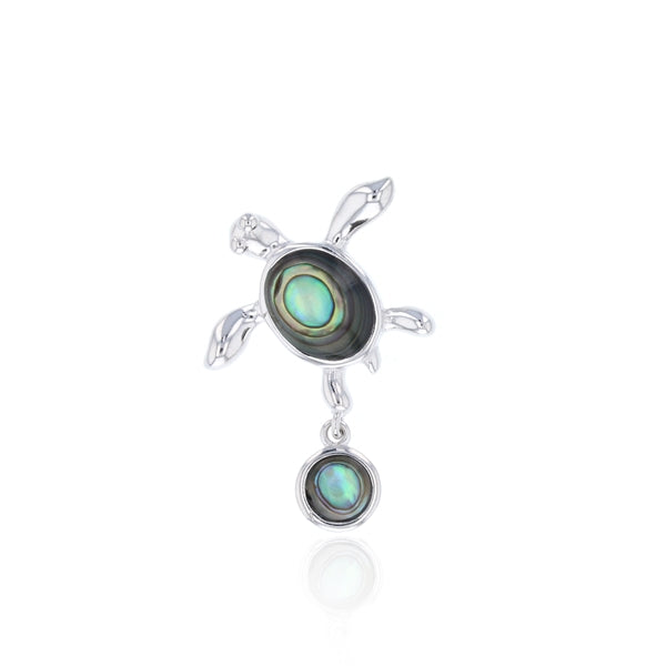 Abalone Turtle with Round Dangling Pendan