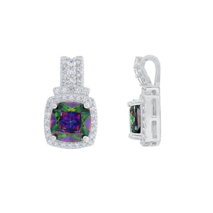 Cushion Mystic Quartz Pave Pendant