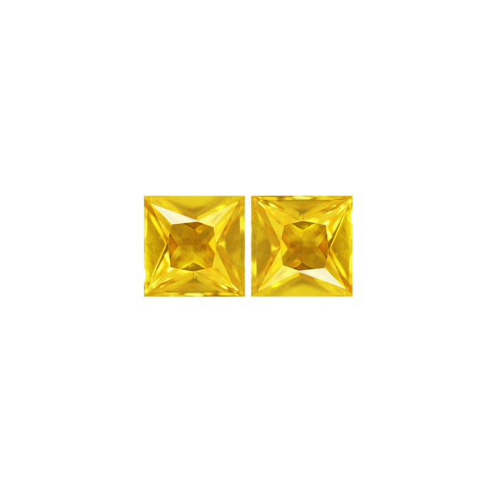 Yellow  Sapphire Square Matched Pair 1.42 cttw.