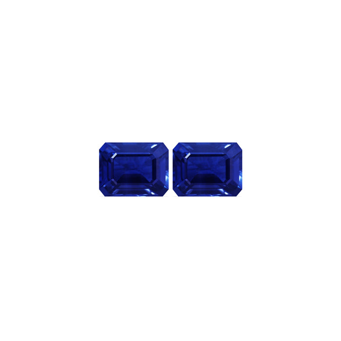 BLUE SAPPHIRE AGL Certified Untreated 4.46 cttw. Emerald Cut Matched Pair