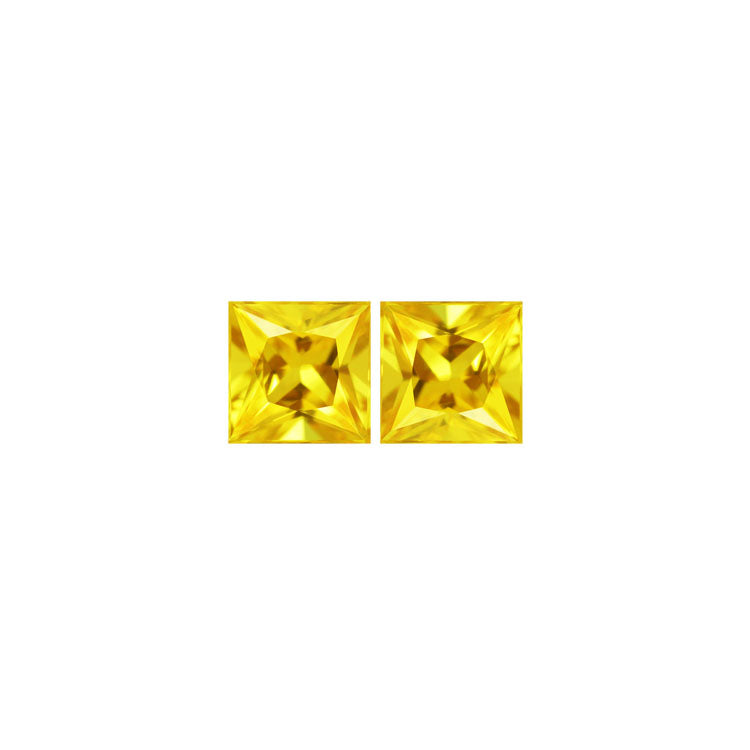 Yellow Sapphire Square Matched Pair  1.85 cttw.