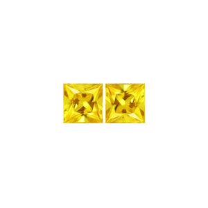 Yellow Sapphire Square Matched Pair  1.85 cttw.