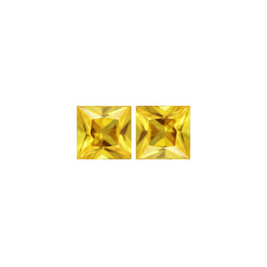Yellow Sapphire Square Matched Pair 2.71 cttw.
