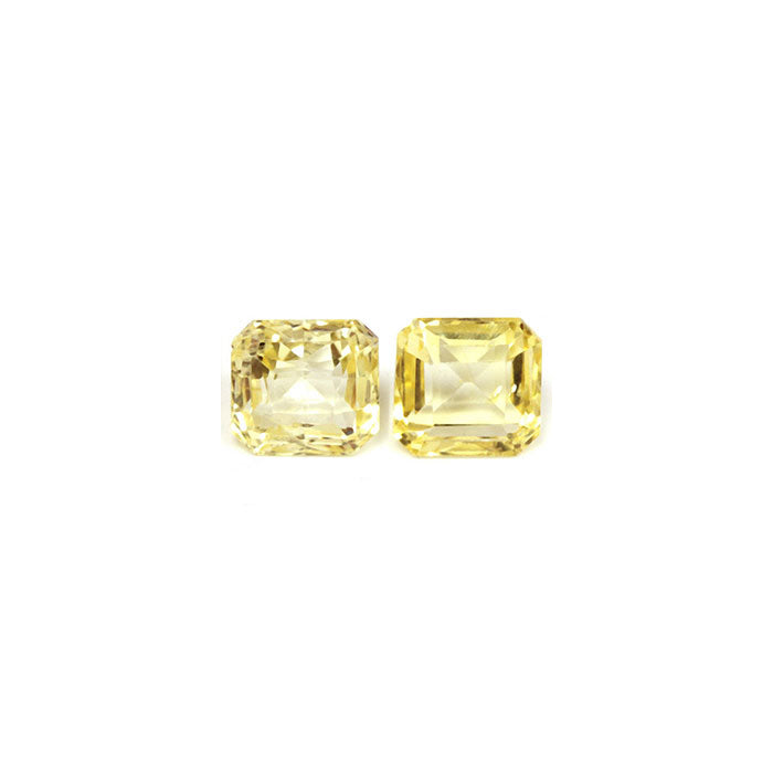Emerald Cut Yellow Sapphire Matched Pair Untreated 2.16cttw.