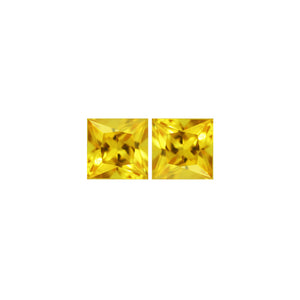 Yellow Sapphire Square Matched Pair 2.63 cttw.