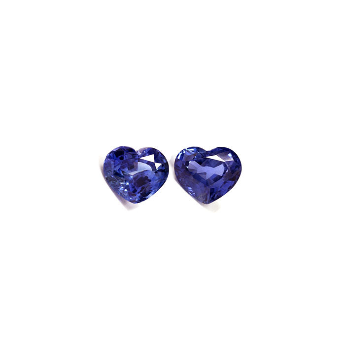 BLUE SAPPHIRE  6.14 cttw. Heart Matched Pair
