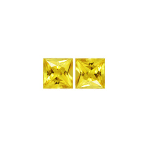 Yellow Sapphire Square Matched Pair 1.70 cttw.