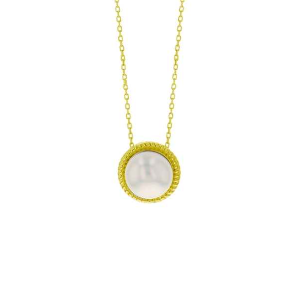 Gold Plated  Round Pearl Necklace