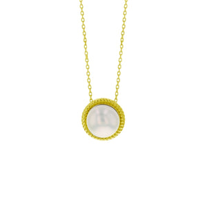 Gold Plated  Round Pearl Necklace