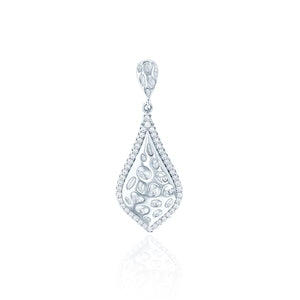 Long Hammered Marquise Halo  Pendant