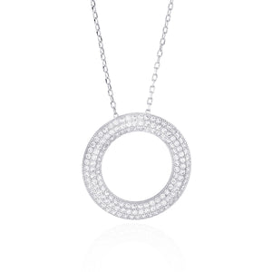 Cutout Circle Pave Necklace