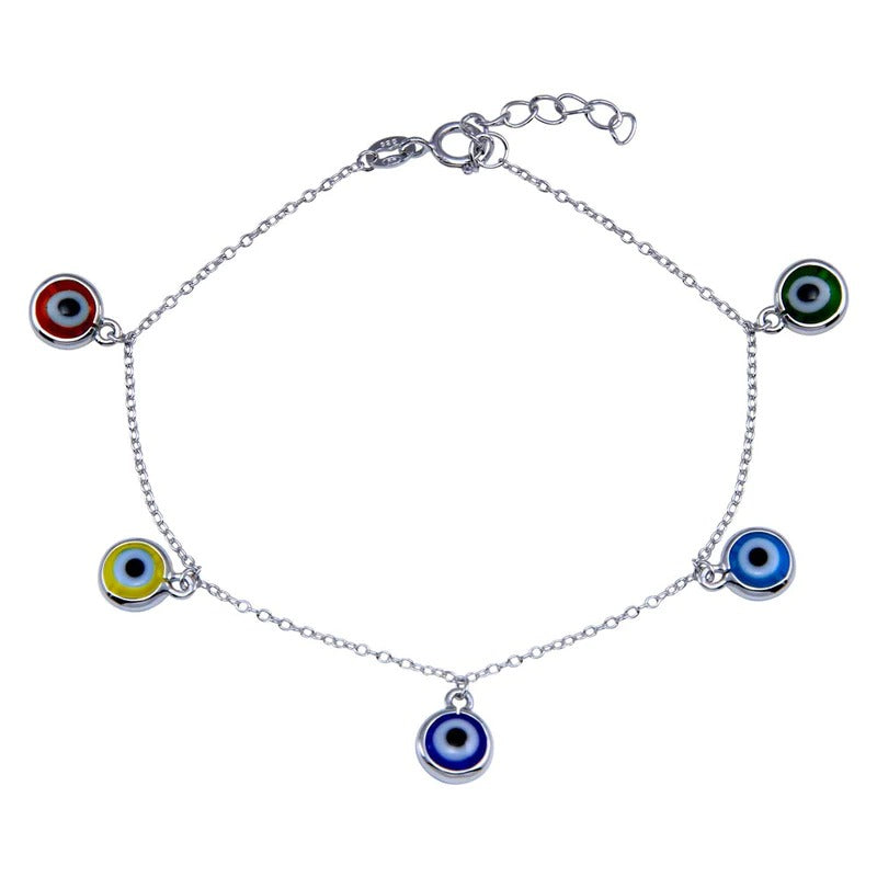 Multicolored Dangling Evil Eye Bracelet