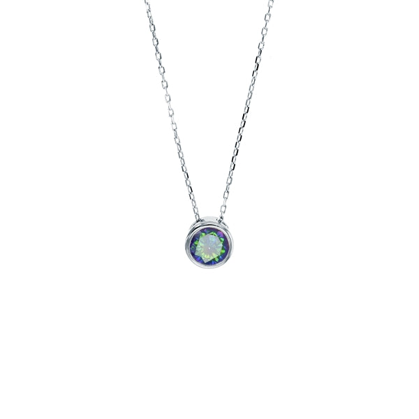 Silver Round Bezel Mystic Necklace