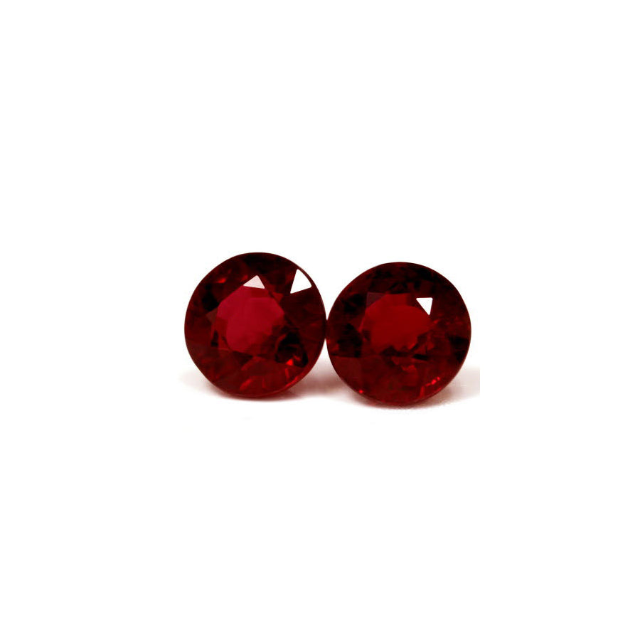 Ruby Round Matched Pair GIA Certified  2.42 cttw.