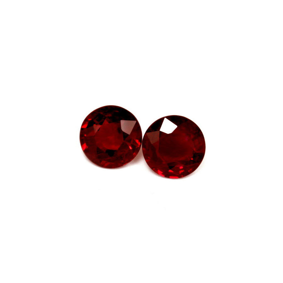 Ruby Round Matched Pair GIA Certified  2.15 cttw.