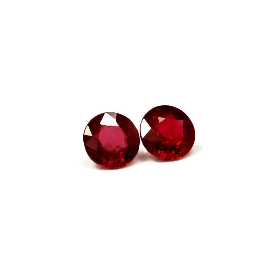 Ruby Round Matched Pair GIA Certified  2.09 cttw.